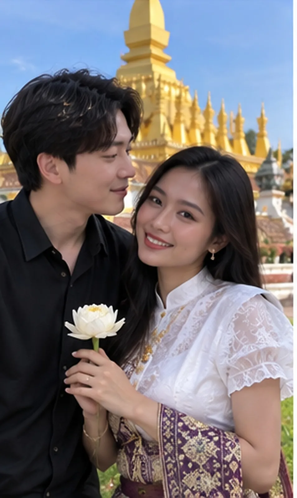 김해 라오스 국제결혼 탓루앙 연꽃 커플 이미지