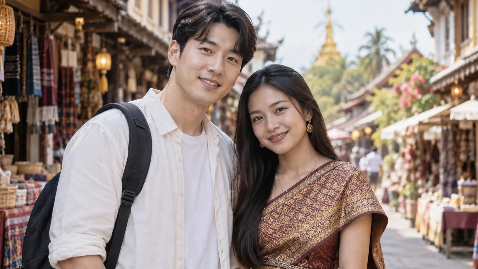 진해 라오스 국제결혼 루앙프라방 시장 커플 이미지